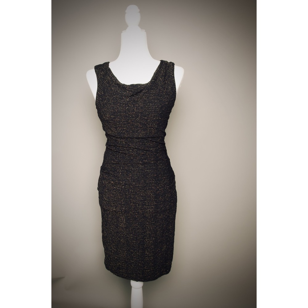 Y2K  Nicole Miller Artelier sleevless  cocktail dress black with golden flecks